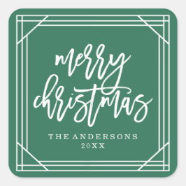 Moderne Grüne Kunst Deco | Urlaub Quadratischer Aufkleber