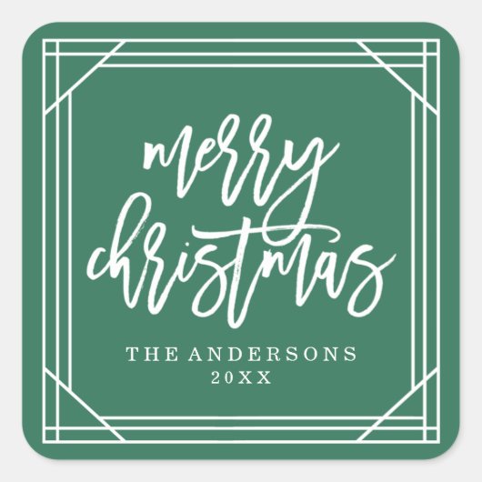 Moderne Grüne Kunst Deco | Urlaub Quadratischer Aufkleber (Vorderseite)