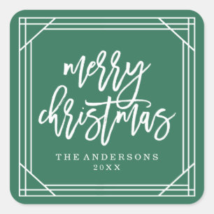 Moderne Grüne Kunst Deco   Urlaub Quadratischer Aufkleber