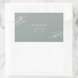 Moderne Grüne Leaf Garden Hochzeit Rechteckiger Aufkleber