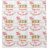 Moderne grüne Lebkuchenfamilie Weihnachten Duschvorhang (Vorderseite)