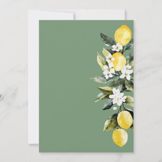 Moderne Grüne Lemon Blumenzwiebelblume Einladung (Rückseite)