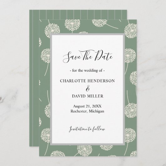 Moderne grüne Leuchte Save the Date (Vorne/Hinten)