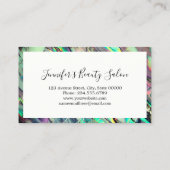 Moderne grüne Lila Marmorplatte Makeup Artist Eleg Visitenkarte (Rückseite)