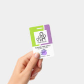 Moderne grüne Lila Waves Mitarbeiterfoto-Vorlage Ausweis (Handheld)