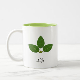 Moderne grüne Lorbeerblatt Zweifarbige Tasse