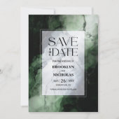 Moderne grüne Marmorhochzeit spart das Datum Save The Date (Vorderseite)