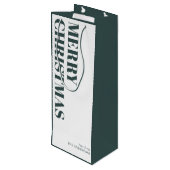 Moderne grüne Minimal zeitgenössische frohe Weihna Geschenktüte Für Weinflaschen (Rückseite Schrägansicht)