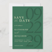 Moderne grüne minimalistische Hochzeit Save The Date (Vorderseite)