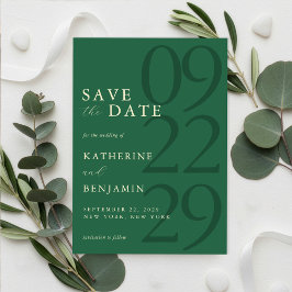 Moderne grüne minimalistische Hochzeit Save The Date