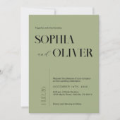 Moderne grüne minimalistische Typografie Einladung (Vorderseite)