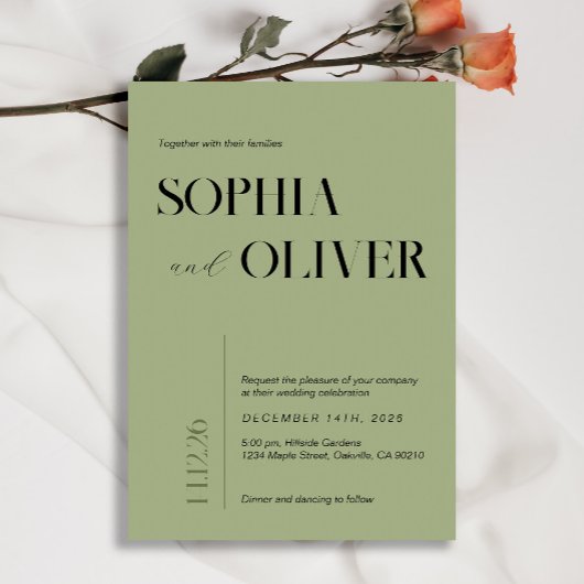 Moderne grüne minimalistische Typografie Einladung