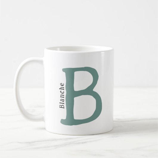 Moderne grüne Mit Monogramm Initial- & Name-Kaffee Kaffeetasse (Links)