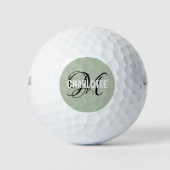 Moderne grüne Monogramm-Bezeichnung Golf Balls Golfball (Vorderseite)