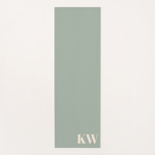 Moderne grüne Monogramm-Initialen personalisiert Yogamatte (Vorderseite)