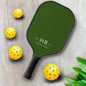 Moderne grüne Monogramm-Initialen Pickleball Schläger