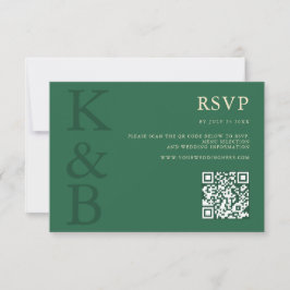 Moderne grüne monogramm-minimalistische Hochzeit RSVP Karte