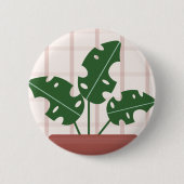 Moderne grüne Monstera-Blatt-Geburtstagskarte Button (Vorderseite)