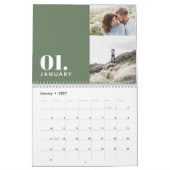 Moderne, grüne Multi-Foto-Familie Kalender (Jan 2027)