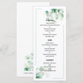 Moderne grüne, natürliche botanische Musterhochzei Menükarte (Vorne/Hinten)