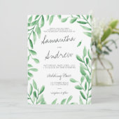 Moderne grüne Olivenbäume Hochzeit Einladung (Stehend Vorderseite)