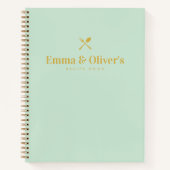 Moderne Grüne Paare geben Verlobung Leere Rezept Notizblock (Vorderseite)