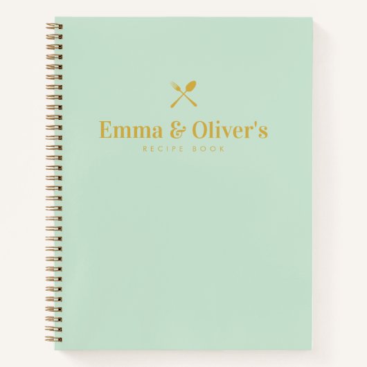 Moderne Grüne Paare geben Verlobung Leere Rezept Notizblock (Vorderseite)