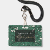 Moderne grüne Pflanze Botanisches Design Ausweis (Vorderseite mit Lanyard)