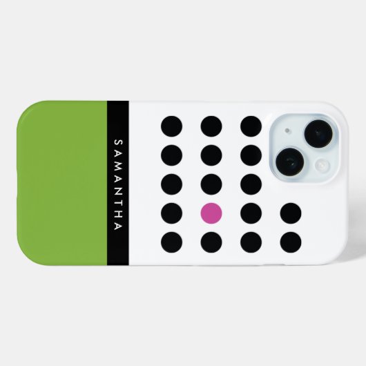 Moderne grüne Polka Dots Farbblock Monogramm Case-Mate iPhone Hülle (Rückseite (Horizontal))