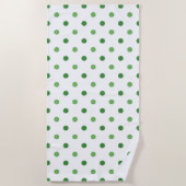 Moderne grüne Polka-Punkte Strandtuch (Vorderseite)