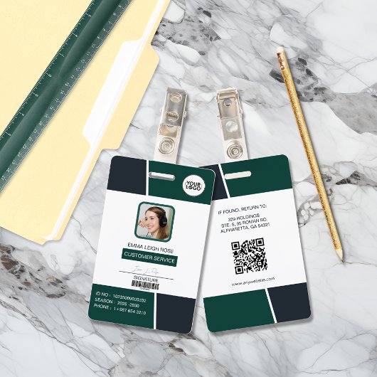 Moderne grüne professionelle Mitarbeiter-Foto-ID Ausweis
