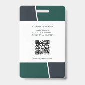 Moderne grüne professionelle Mitarbeiter-Foto-ID Ausweis (Rückseite)