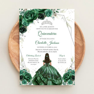 Moderne grüne Quinceanera-Einladung Einladung