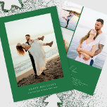 Moderne grüne Rahmen Foto Collage Weihnachten glüc<br><div class="desc">Moderne Green Frame Foto Collage Weihnachten Happy Holiday Card *voll bearbeitbares Template #joy #merrychristmas</div>