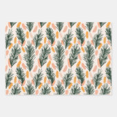 Moderne Grüne Rosa Gold Weihnachtsbaumzweige Geschenkpapier Set (Vorderseite)