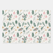 Moderne Grüne Rosa Gold Weihnachtsbaumzweige Geschenkpapier Set (Vorderseite 2)