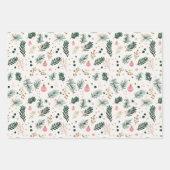 Moderne Grüne Rosa Gold Weihnachtsbaumzweige Geschenkpapier Set (Vorderseite)