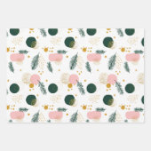 Moderne Grüne Rosa Gold Weihnachtsbaumzweige Geschenkpapier Set (Vorderseite)