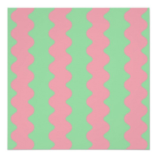Moderne grüne rosa Streifen Minimalistische Mauer  Poster (Vorderseite)