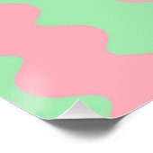 Moderne grüne rosa Streifen Minimalistische Mauer  Poster (Ecke)