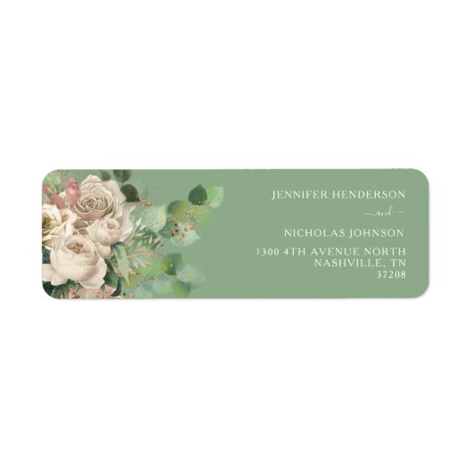 Moderne grüne Rose Hochzeitsfeiern Rücksendeadress (Vorne)