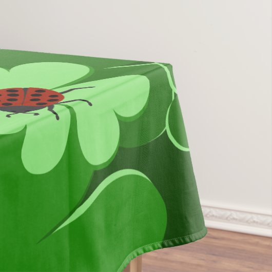 Moderne grüne, rote Ladybug-Insektenkleber-Blätter Tischdecke (Beispiel)