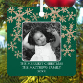 Moderne grüne Rustikale Schneeflocke 2 Foto Niedli Ornament Aus Metall