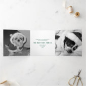 Moderne grüne Rustikale Schneeflocke 3 Foto Dreifach Gefaltete Urlaubskarte (Innenseite)