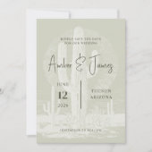 Moderne grüne Saguaro-Wüstenhochzeit Save The Date (Vorderseite)