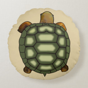 Moderne grüne Schildkröte auf Beige Rundes Kissen
