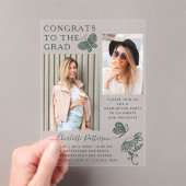 Moderne Grüne Schmetterlingspartei Foto Graduation Acryleinladungen (Insitu (Handheld))