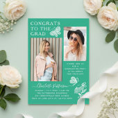 Moderne Grüne Schmetterlingspartei Foto Graduation Acryleinladungen