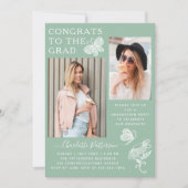 Moderne Grüne Schmetterlingspartei Foto Graduation Einladung (Vorderseite)