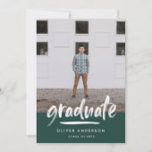 Moderne grüne Schrift 3 Foto Stilvoller Abschluss Einladung (Vorderseite)